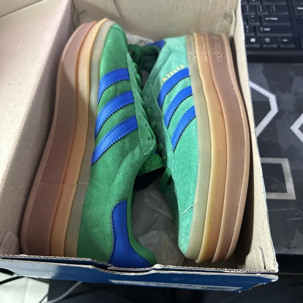 New Women's Size 7 Adidas Gazelle Bold Green Blue IE1370